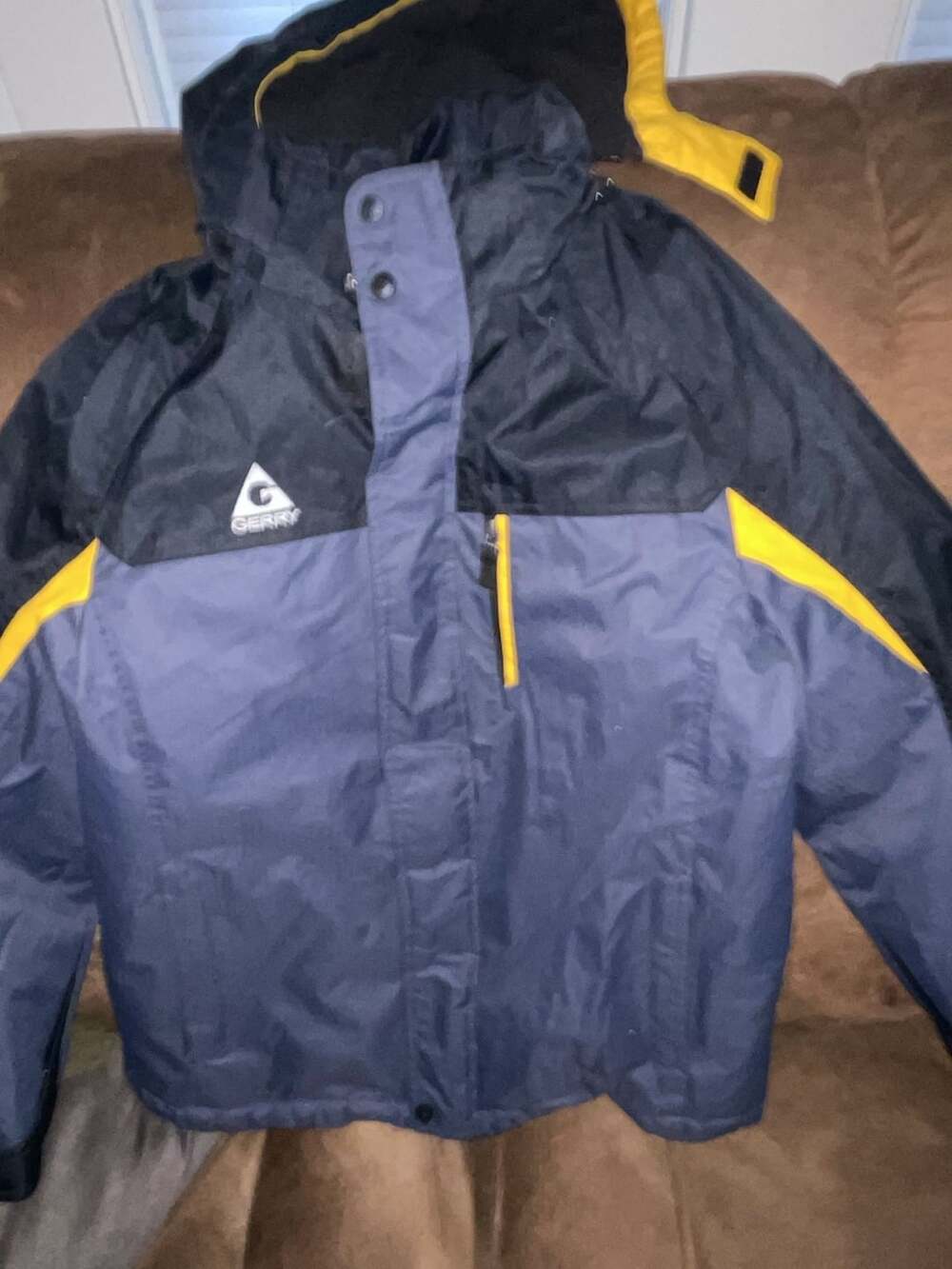 Gerry Winter Jacket Coat L 14/16 Blue Black Hooded Youth Kids Snow Ski